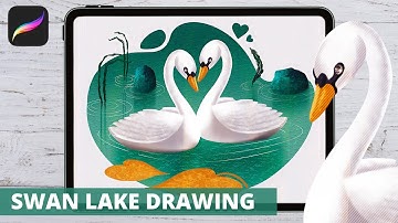 Easy Swan Drawing in Procreate // Step-by-Step IPAD PAINTING TUTORIAL