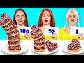 Desafío de las 100 capas de alimentos | Comer chicle vs comida de chocolate por RATATA POWER