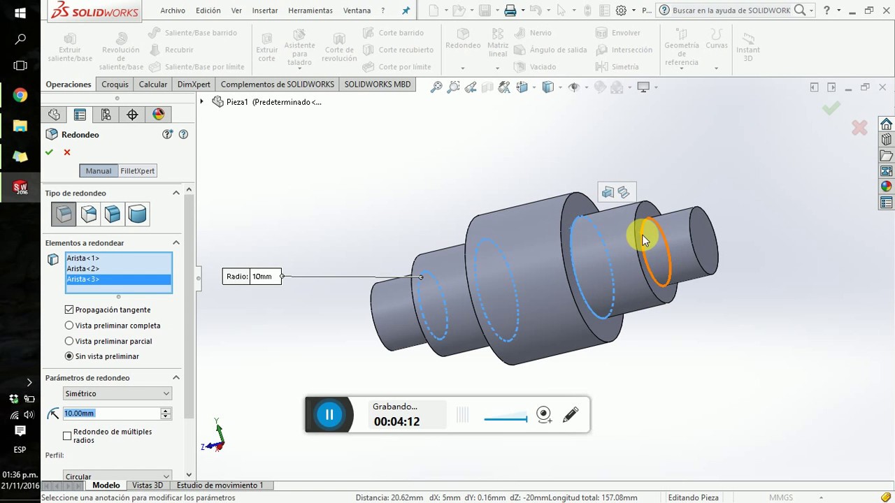 Como hacer un eje en Solidworks - YouTube