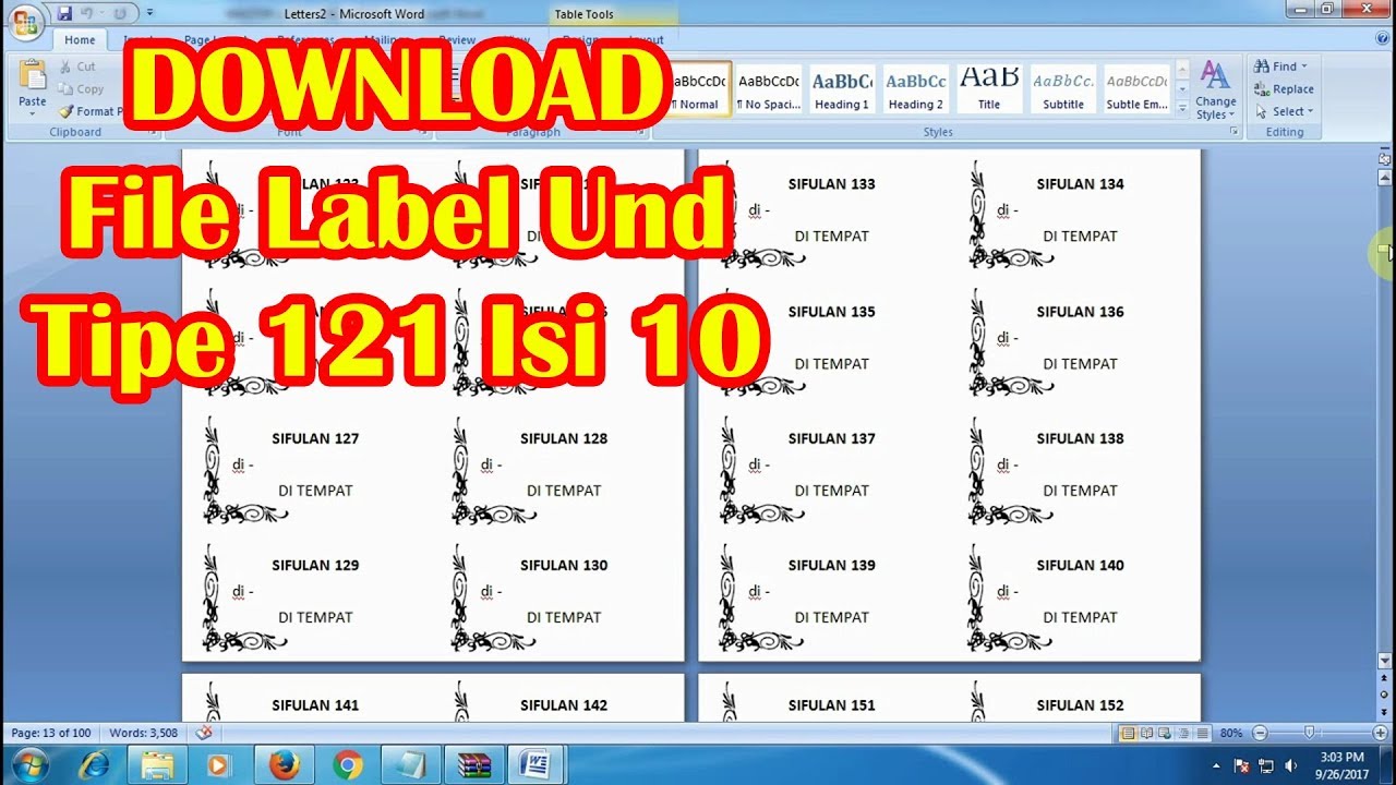 Download File Label Undangan Tipe 121 Isi 10 Label Nama Hd Youtube