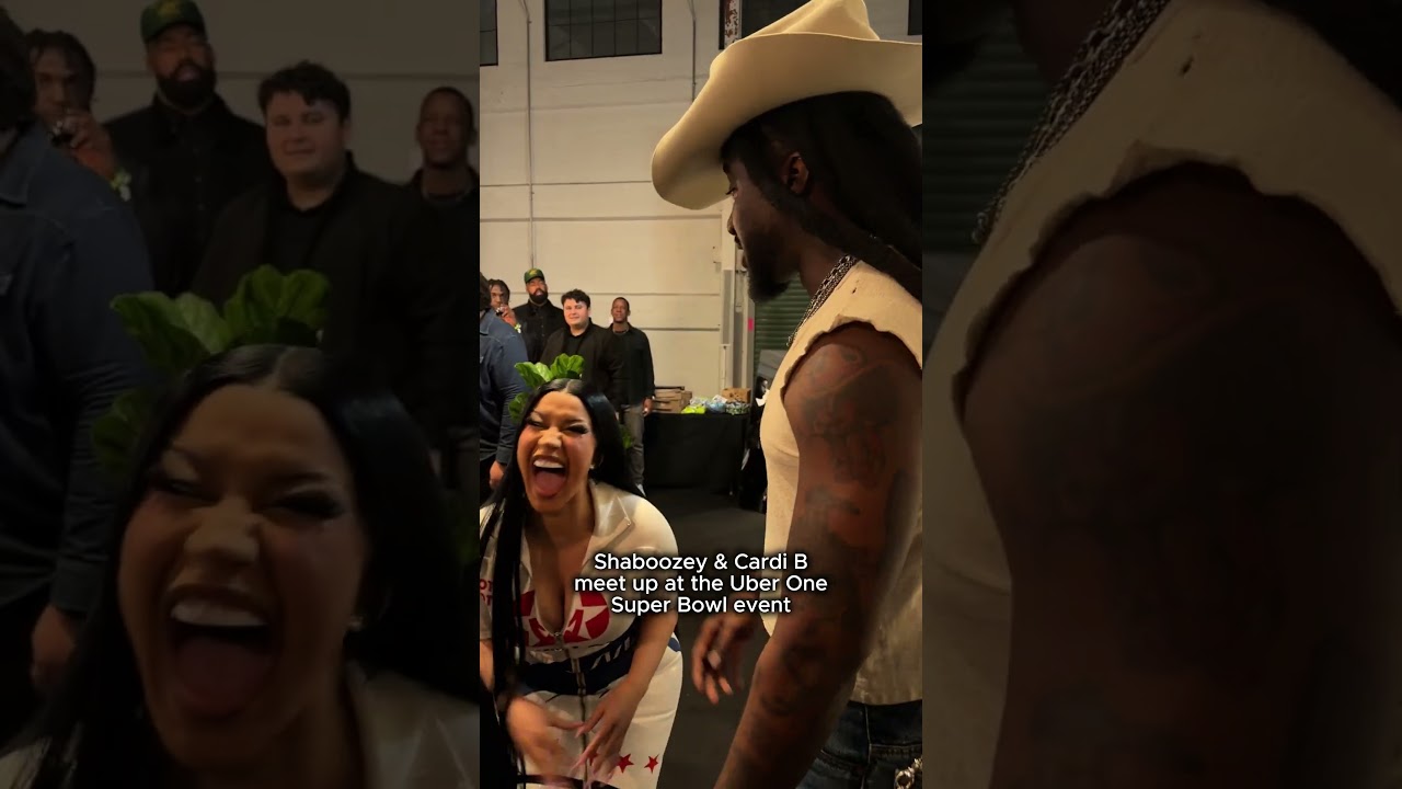 Shaboozey & Cardi B meet up at the Uber One Super Bowl event