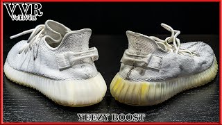 [ASMR] 'Cleaning' Adidas Yeezy Boost Triple White Sneakers -4k  satisfying Brush Shampoo Yellowing