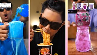 🌈 "กินตามสีที่คอมเม้น"..😄 #กินตามอิโมจิ #asmr #food #viral #emojichallenge #mukbang #การ์ตูน