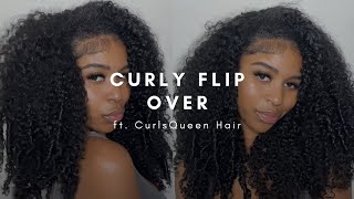 *tutorial* Curly Flip Over Tutorial | Water Kinky Curly Clip Ins ft. Curls Queen