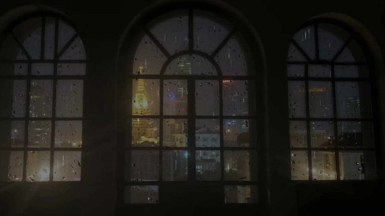 Sleeping after a rainy day in Bangkok - Hiding behind rain-streaked windows.