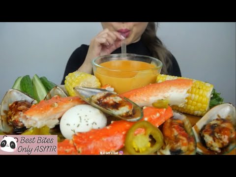 Best Bites Only ASMR | Seafood with Nacho Cheese | NE Let’s Eat - YouTube