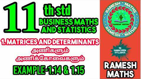 11th Business maths/ chapter 1/Matrices and Determinants/Example 1.14 &1.15