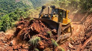 Complete Bulldozer Operation Skills | Remote Mountain Road Expansion Process