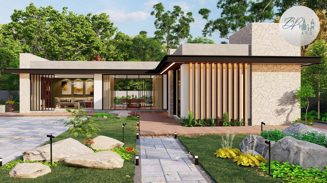 Casa em L com 2 quartos - Moderna e Aconchegante