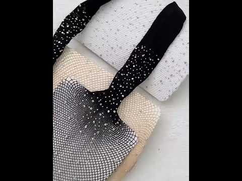 Колготи в сітку зі стразами, Модні колготки зі стразами, Жіночі безрозмірні колготки зі стразами, видео 2