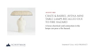 Crate & Barrel Recalls Avena Mini Table Lamps Due to Fire Hazard