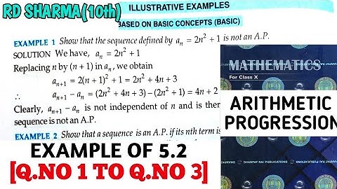 RD SHARMA CLASS 10 ARITHMETIC PROGRESSION EXAMPLE OF EX- 5.2[Q.NO 1 TO 3] MATH FEAR | CHAPTER 5