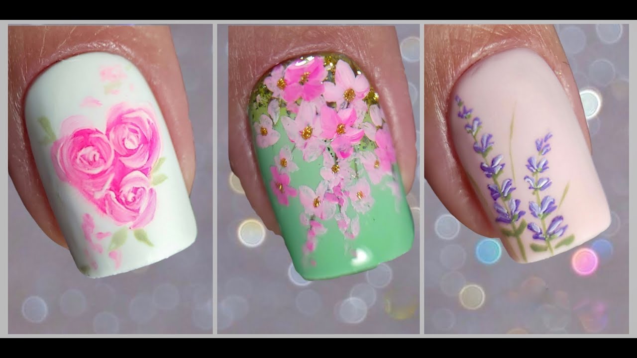 Top 5 Nail Design With Flowers | Easy Nail art | Spring nail design #nails