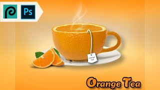 Photoshop 3D Manipulation : Orange Tea Commercial #artpulse #orangetea #3dphotoshop #photopea screenshot 5
