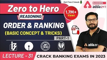 Order and Ranking Basic Concept & Tricks (P-1) | Reasoning | Adda247 Banking Classes | Lec #30