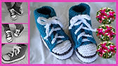 Tricot Pantoufles Chaussons Baskets Converse Enfant Bebe Knitting Slippers Baby Sneakers Youtube