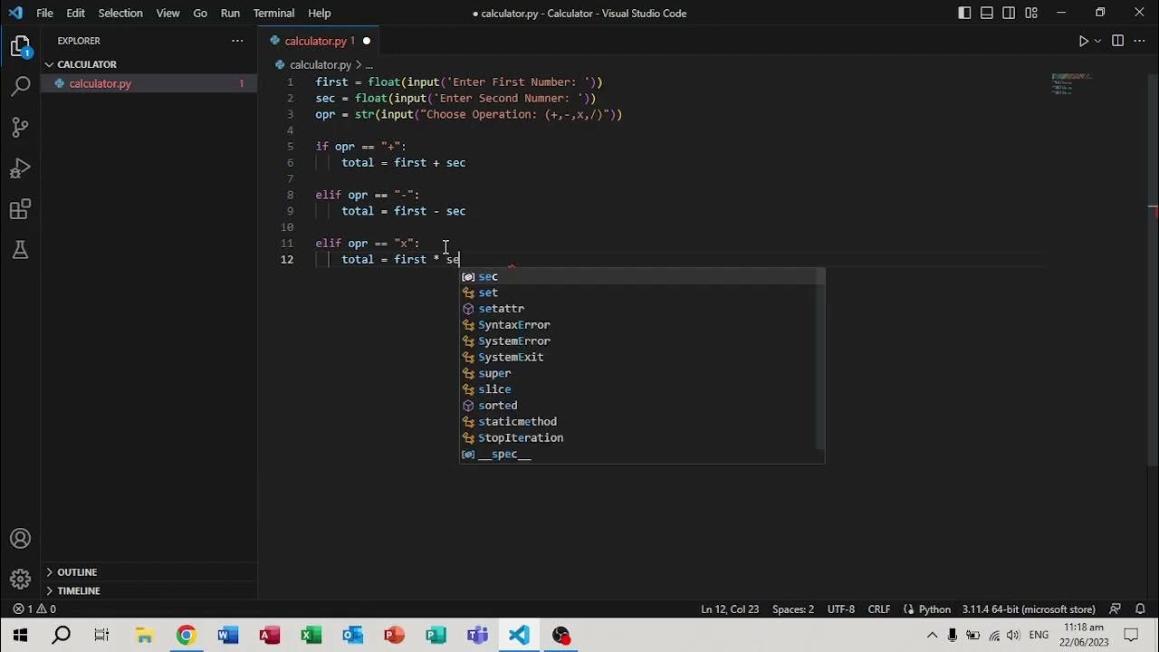 Simple Calculator using Python - YouTube