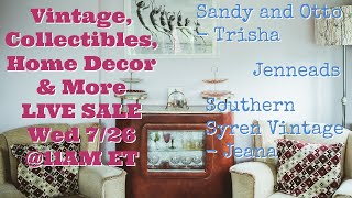 Exclusive Live Sale Incredible Deals on Unique Vintage Home Décor | July 26 @11am et (8am pt)