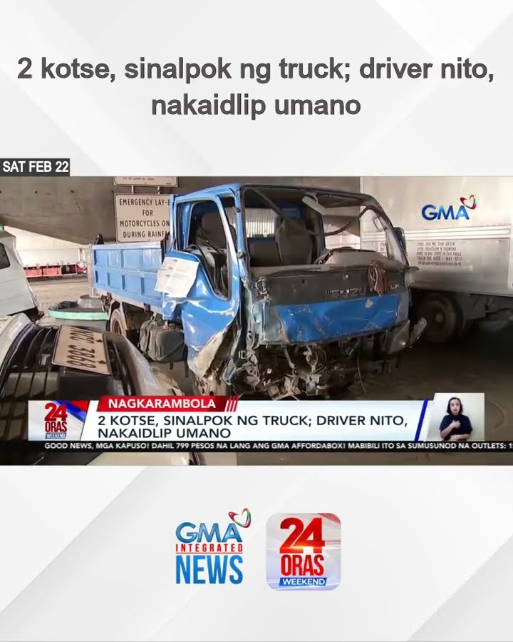 2 kotse, sinalpok ng truck; driver nito, nakaidlip umano | 24 Oras Weekend