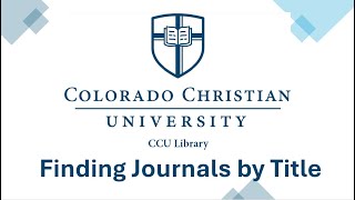 Finding Journals by Title