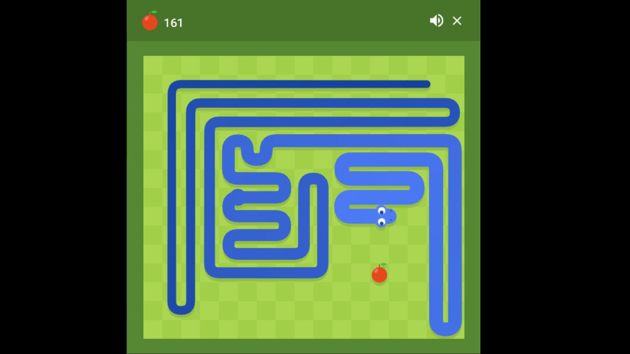 Google Snake - 232 points almost maximum score full gameplay