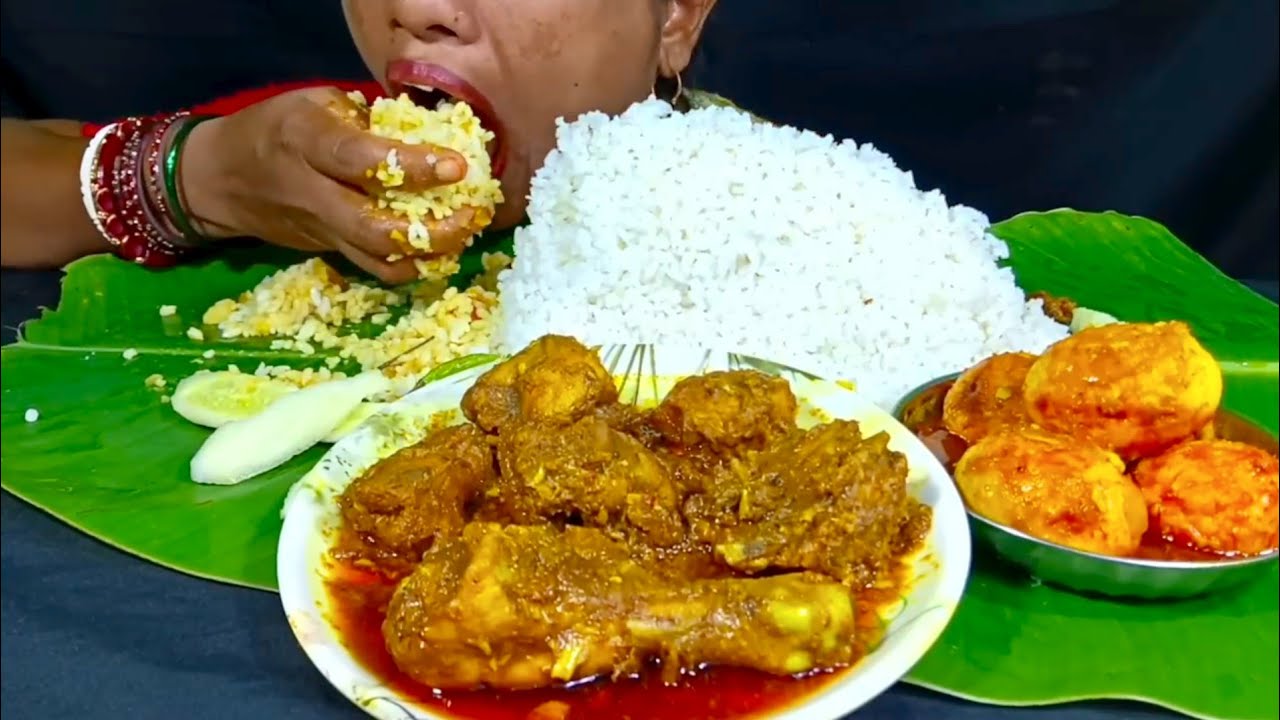 EATING SPICY 🔥🥵 CHICKEN KOSHA, EGG CURRY, POTATO CURRY, EATING SHOW, MUKBANG, ASMR