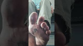 Dirty mature male feet fresh out of Teva sandals
