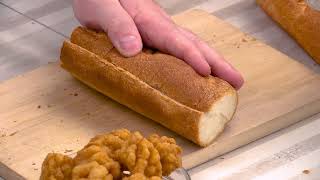 Salt and Pepper Squid In A Toasted French Baguette With Asian Coleslaw