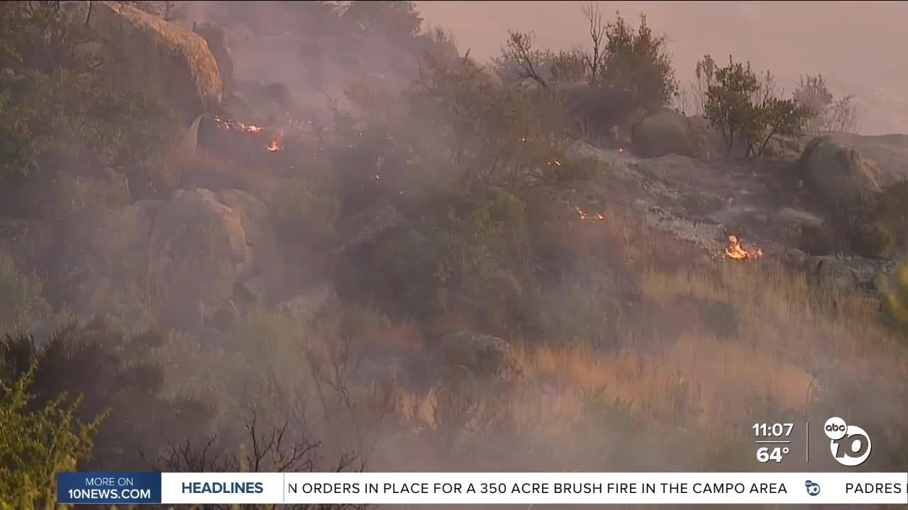 Crews make progress on fire in Campo - YouTube