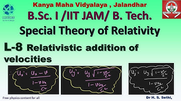 L - 8 Relativistic addition of velocities | special theory of relativity | B.Sc. 1 | IIT JAM