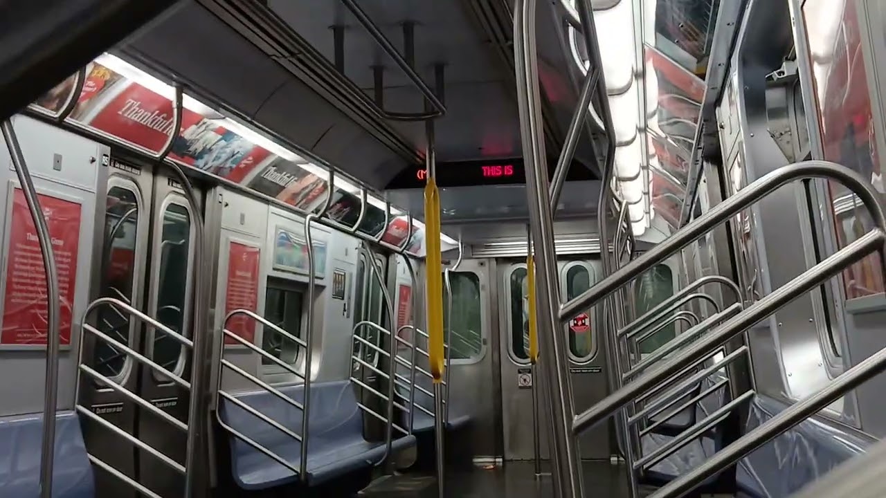 (Late night) R160A (M) train arriving at Seneca Avenue