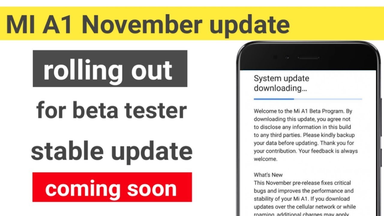 MI A1 November 2018 security update rollout vtech appareil photo
