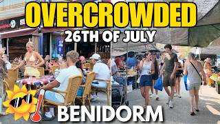Benidorm - CROWDED Levante Beach, Full Bars & Sunday Market! 🥵🏖️ (+32°C)