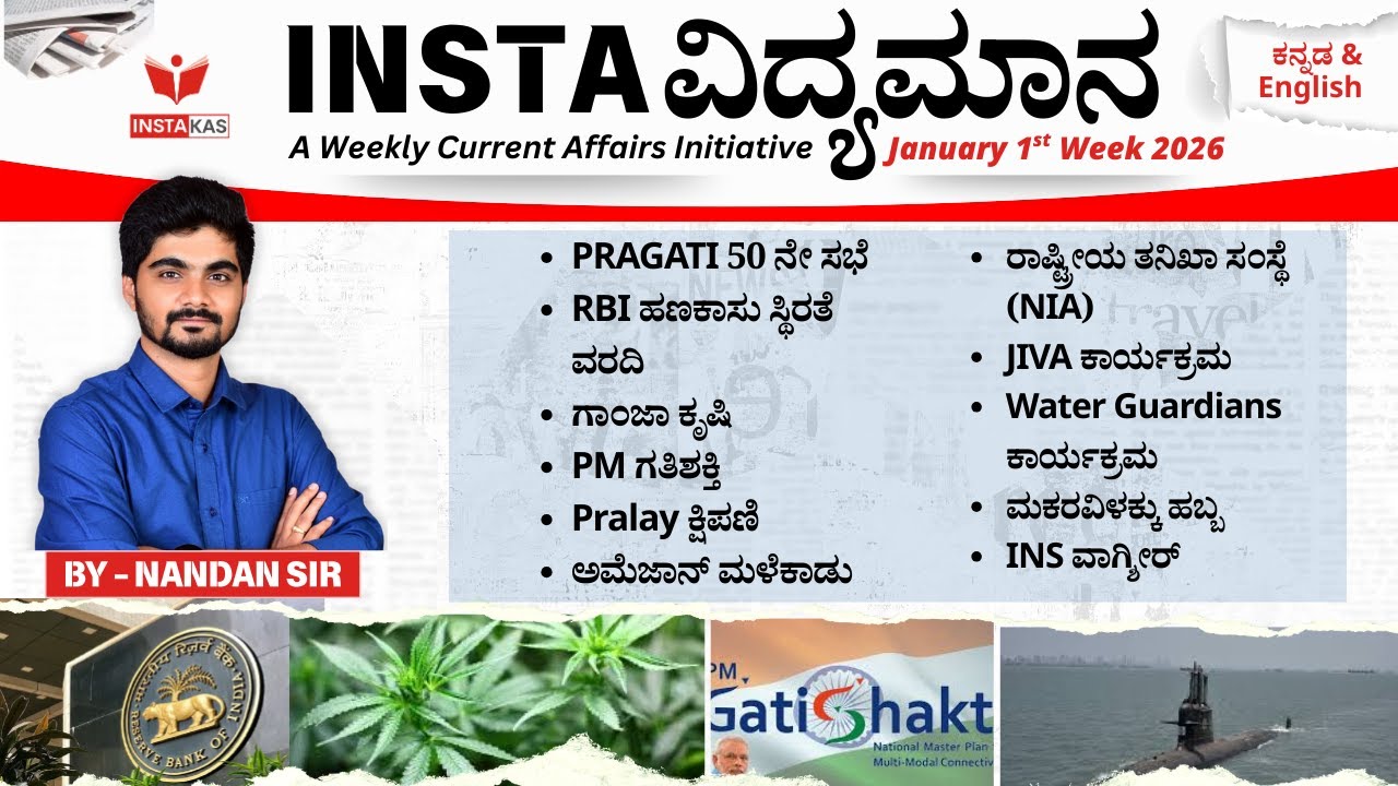 INSTA ವಿದ್ಯಮಾನ | January 1st Week 2026 Current Affairs for all KPSC Exams | Nandan Sir - II