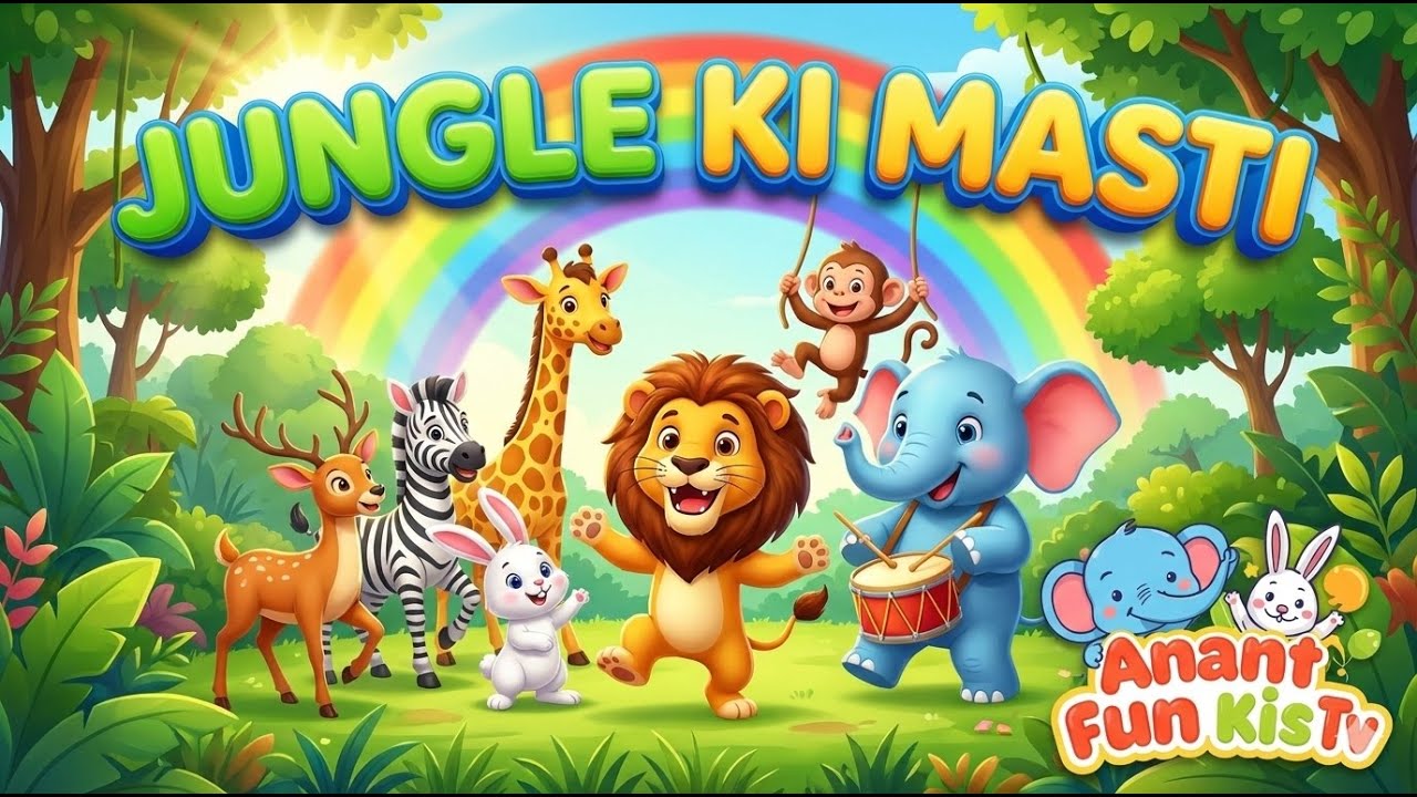 🦁 Jungle Ki Masti | 🐘 Animals Dance Song for Kids | 🎵 Anant Fun Kids Tv Fun Jungle Song Hindi Rhymes