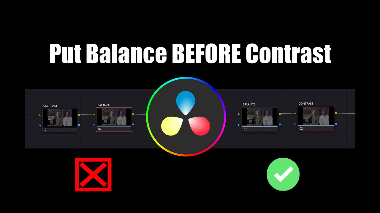 Balance Contrast Alignment Why you should put balance BEFORE contrast in DaVinci Resolve - YouTube