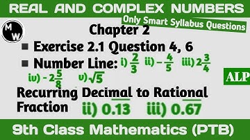 9th class math, chapter 2, exercise 2.1 question 4,6, recurring decimal to fraction, number line
