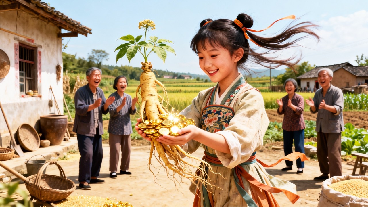 Тысячелетний женьшень перерождается,превращает камни в золото,наказывает злодеев и обогащает деревню