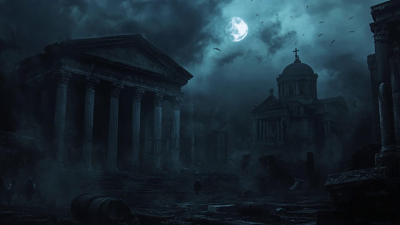 Ruins of the Fallen Empire: A Moonlit Descent into Darkness | HORROR AMBIENCE | 11 HOURS
