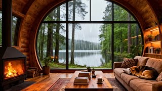 🔥 Cozy Cottage Fireplace 24/7 | 🌧️ Gentle Rain | Crackling Fire