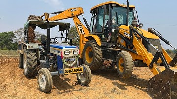 Jcb 3dx Eco Excellence Loading Mud In New Mahindra and Swaraj Tractor | All about Tractors and Jcb