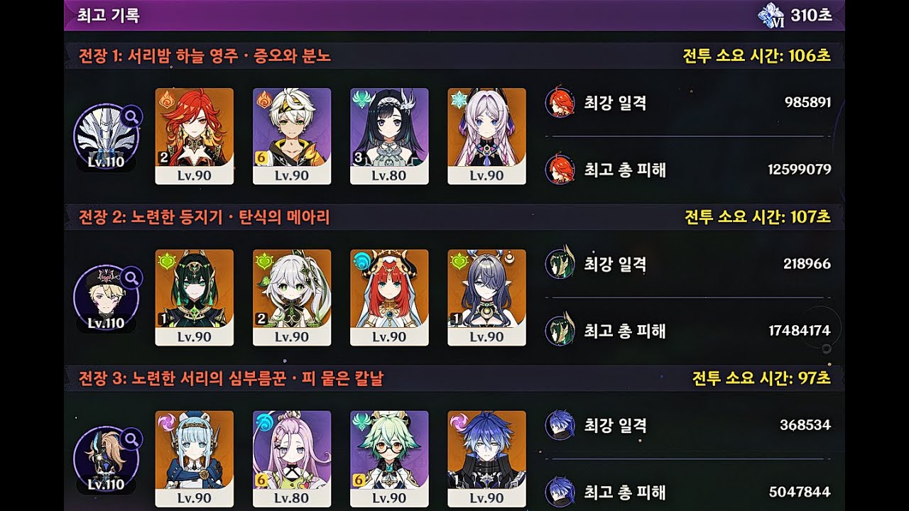 무난했던 6.1 지맥제압전 절망 (마비카 / 네페르 / 플린스)  【원신 두번째달】