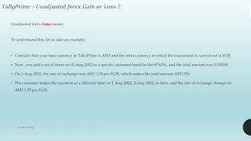 TallyPrime - Unadjusted forex Gain or Loss