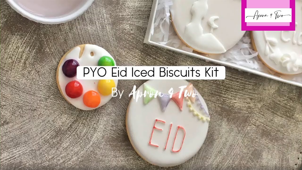 How to paint royal icing sugar cookies - PYO Eid Iced biscuits kit by Apron 4 Two