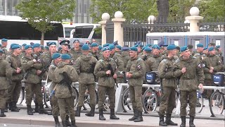 Репетиция Парада Победы 2 мая 2024 г. Выдвижение пеших батальонов на Красную площадь для построения