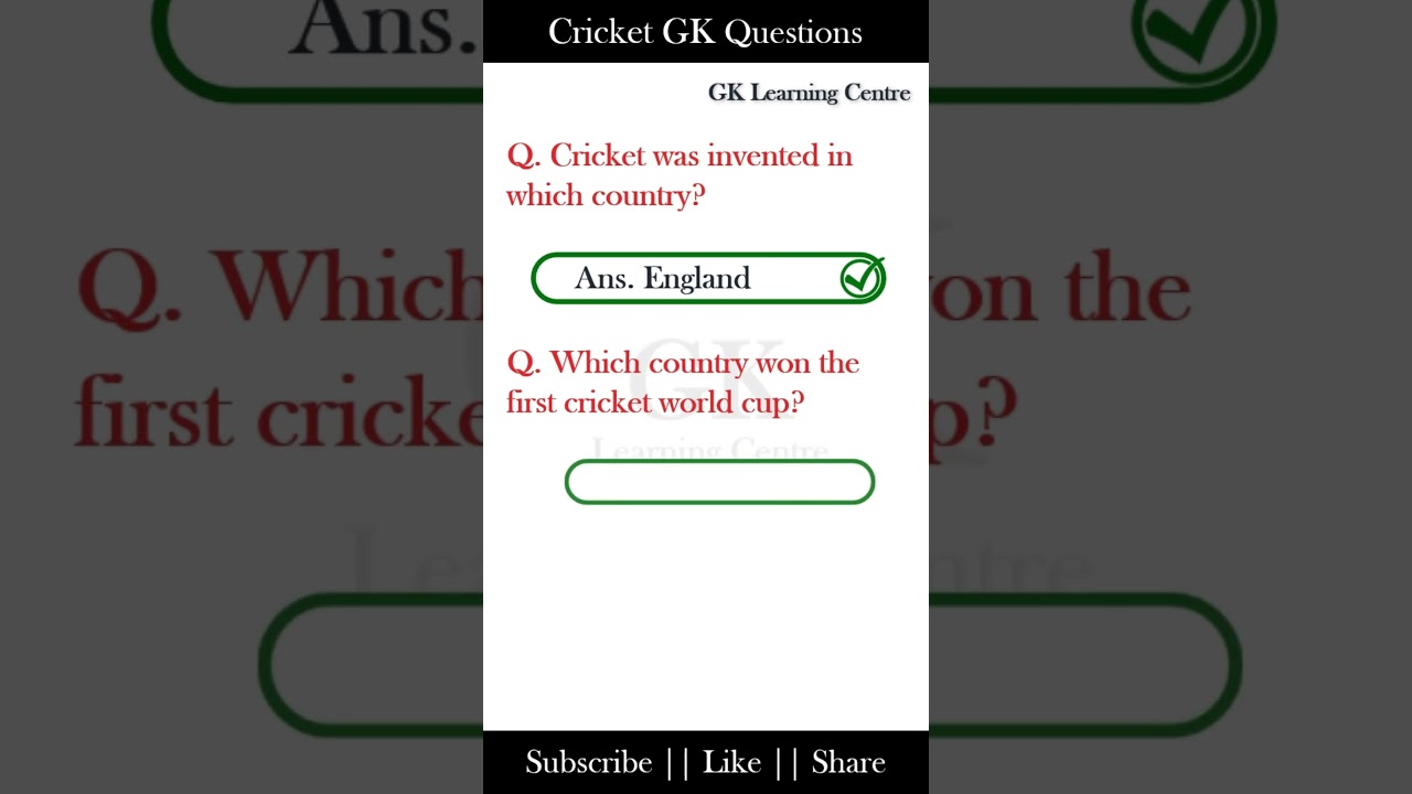 Cricket Quiz Questions And Answers 