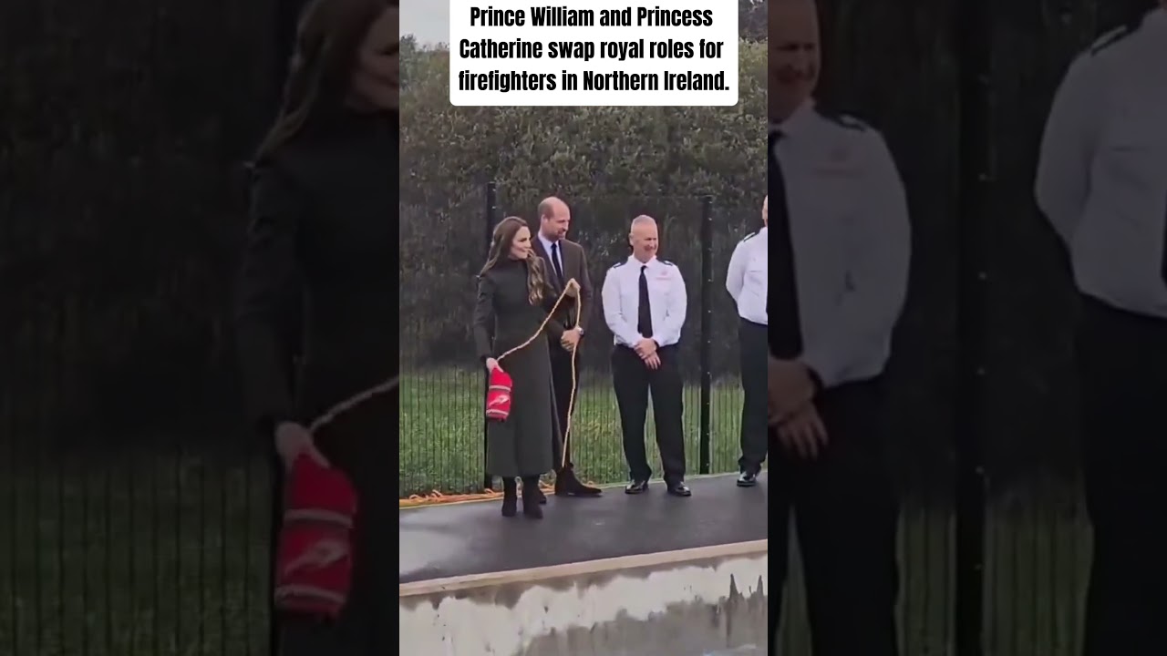Prince William and Princess Catherine swap royal roles for firefighters in Northern Ireland.