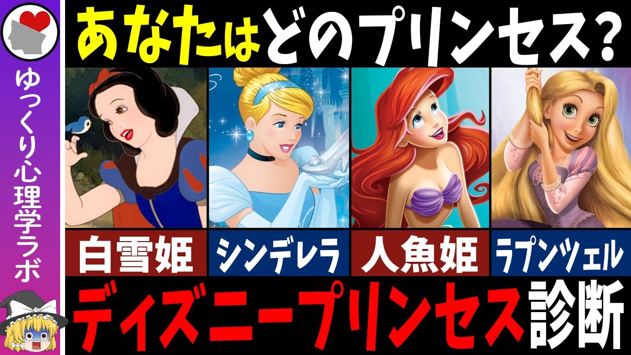 あなたの性格とお似合いのディズニープリンセスは誰？診断３選【ゆっくり解説】