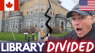 LIBRARY DIVIDED. Split Between United States & Canada. Derby Line Vermont.
