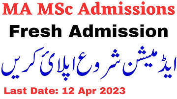 MA MSc Part 1 & 2 New Admissions Open Online Apply - MA MSc Admissions 2023